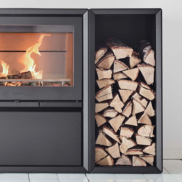 Freestanding log box available for Contura 300 series