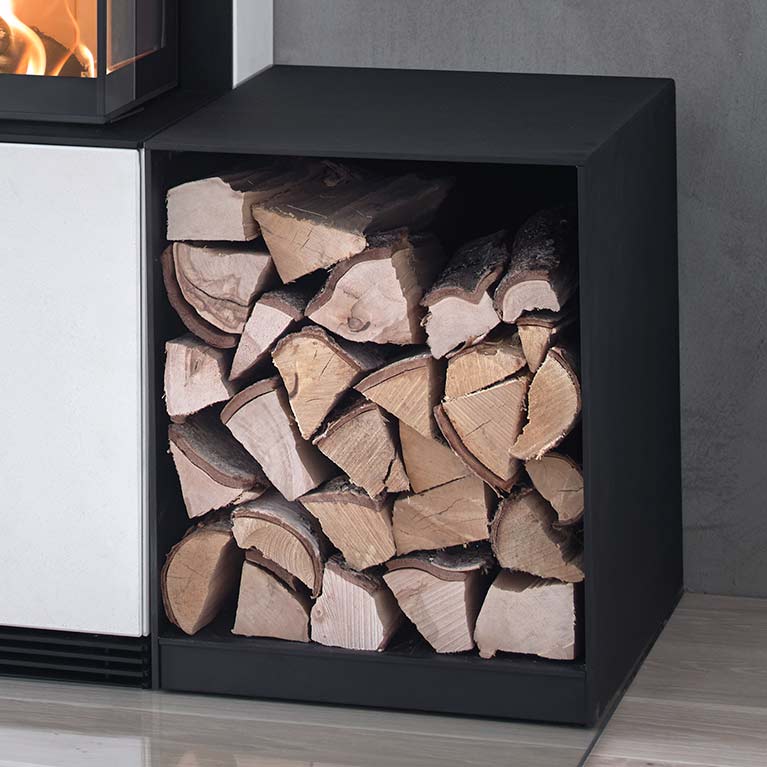 Wood storage that fits the fireplaces in the Contura i51 series