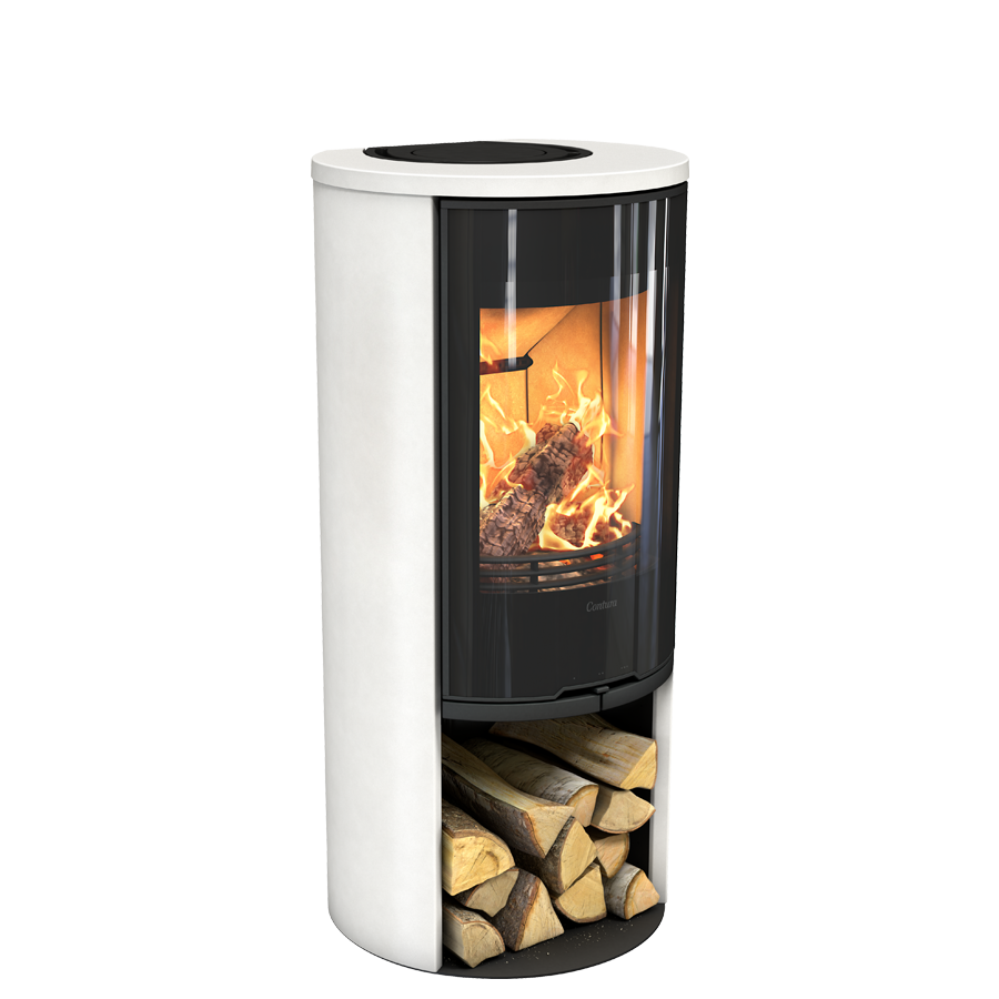 Contura 510G Style, weiß mit Abdeckung aus Aluminium