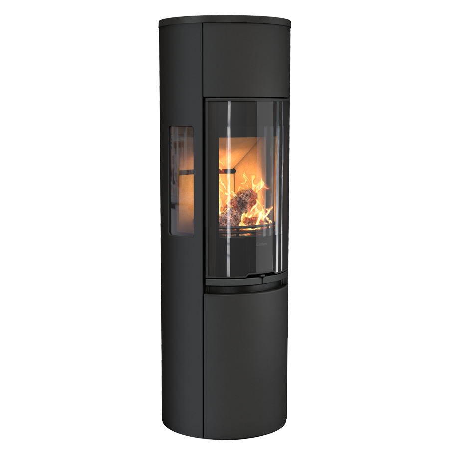Contura 596G Style, schwarz mit Abdeckung aus Aluminium