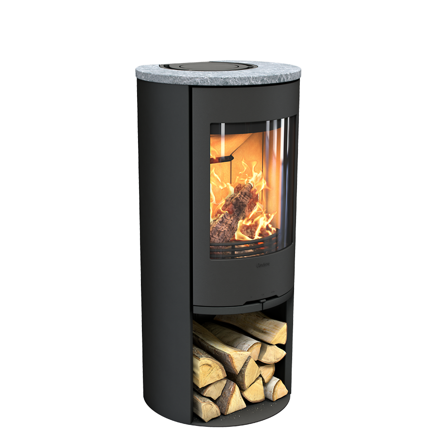 Contura 510 Style, noir avec dessus en pierre ollaire