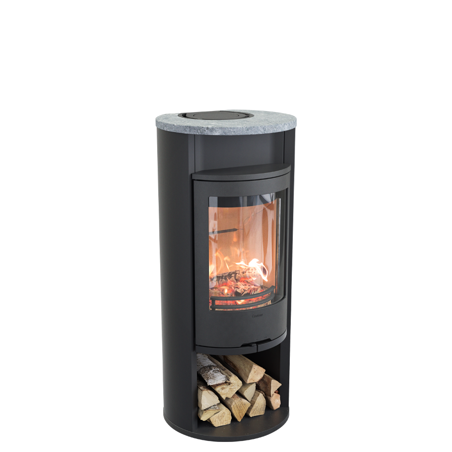 Contura 610 Style, schwarz mit Specksteintop und Warmhaltefach