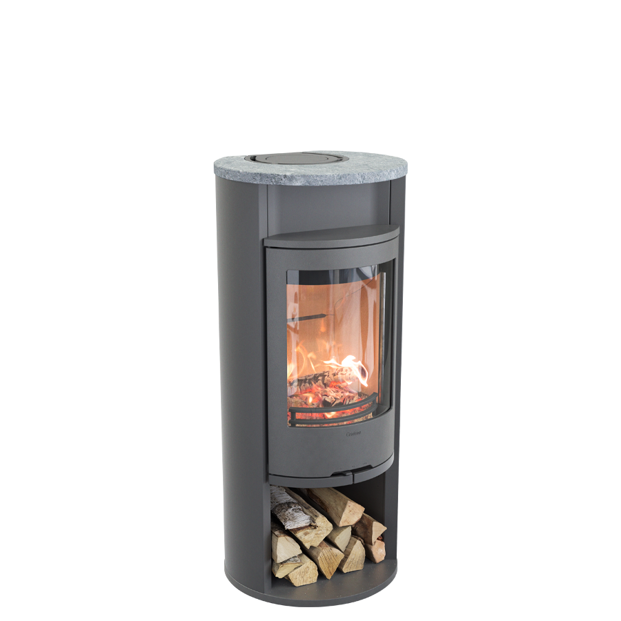 Contura 610 Style, grau mit Specksteintop und Warmhaltefach