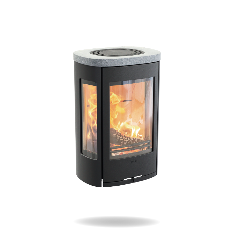 Contura 856W Style noir, plateau pierre ollaire