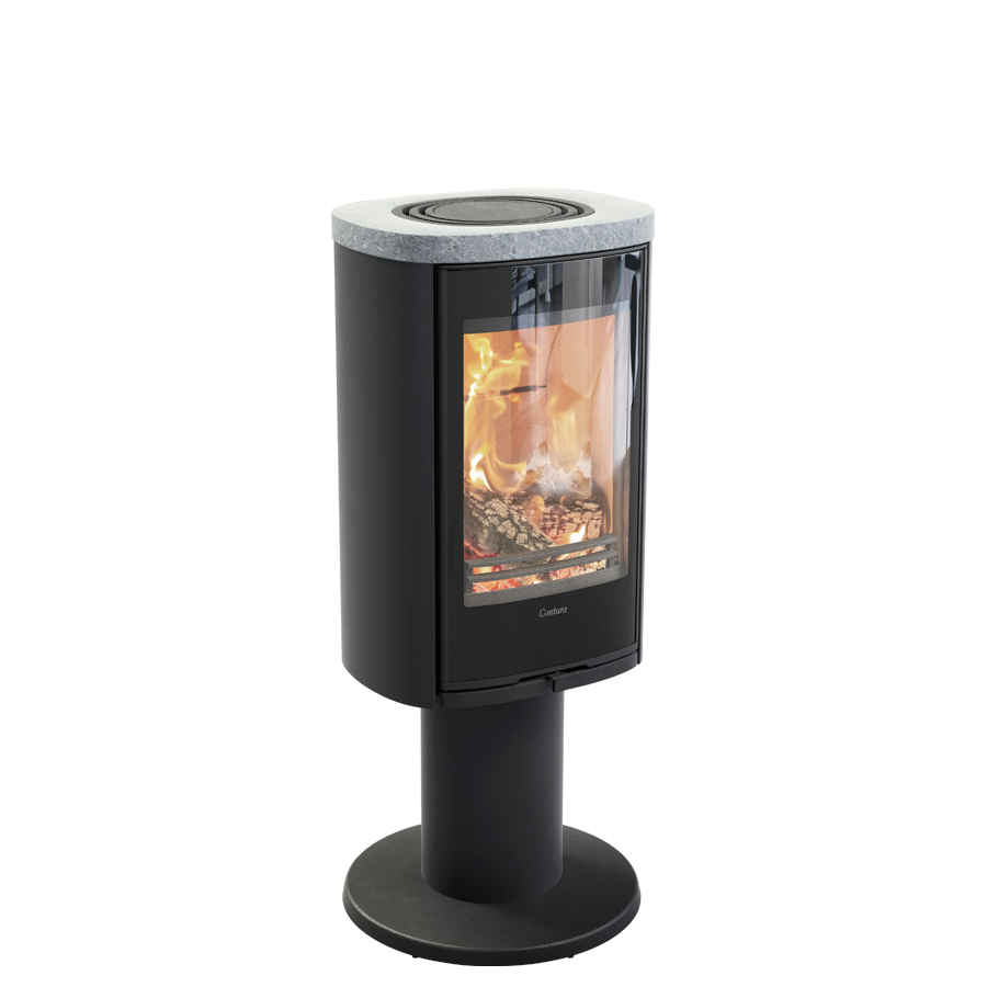 Contura 870G Style, noir, plateau pierre ollaire