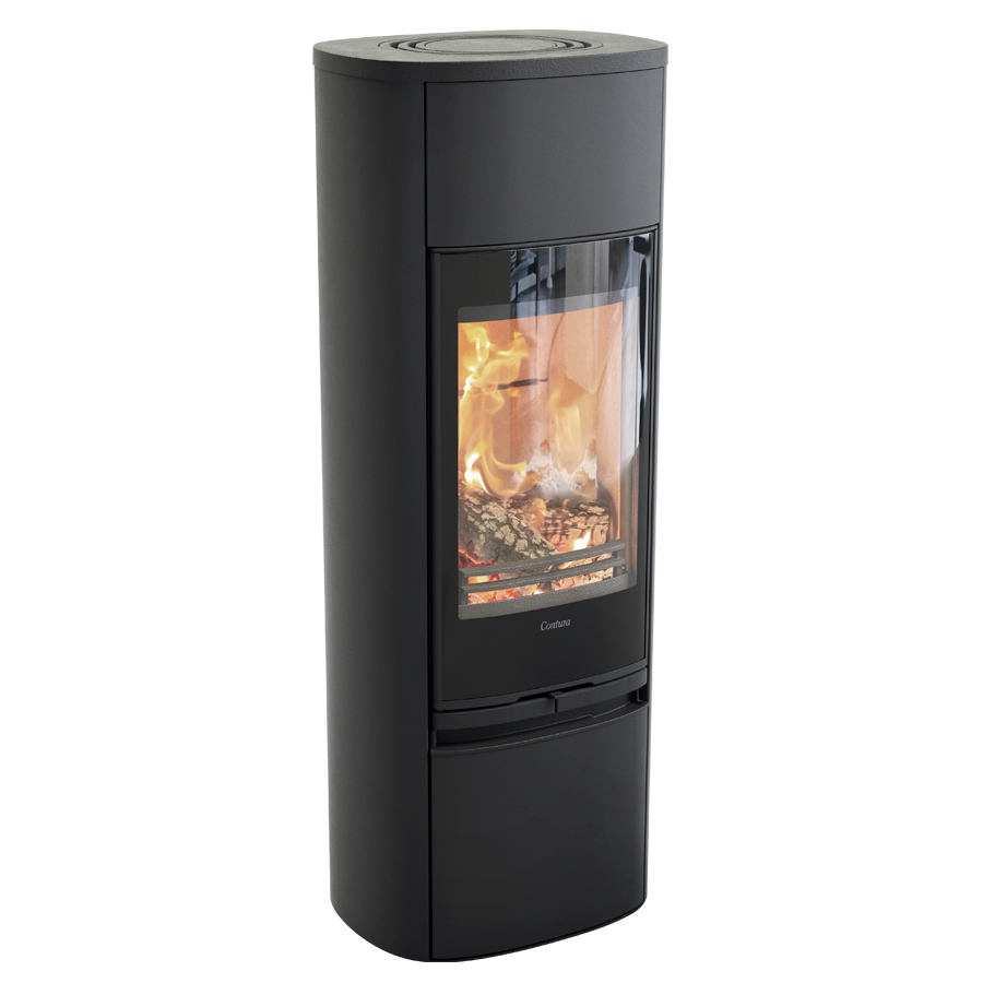 Contura 890G Style, noir, plateau aluminium peint