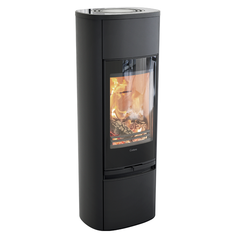 Contura 890G Style, noir, plateau verre
