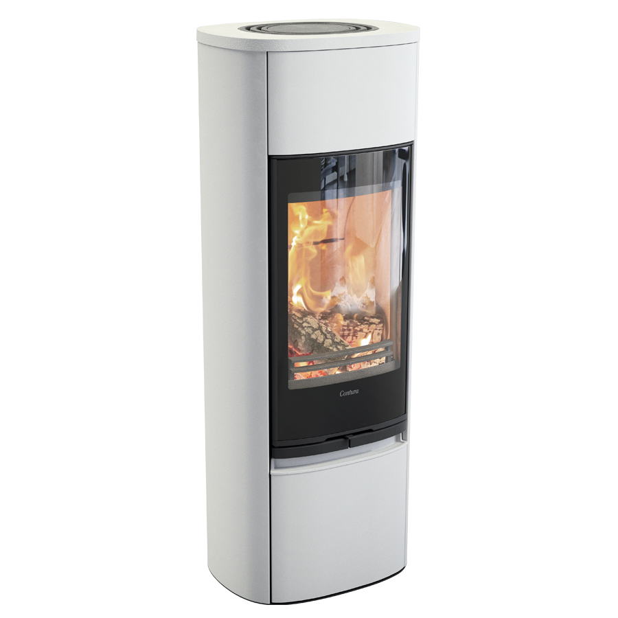 Contura 890G Style, blanc, plateau aluminium peint