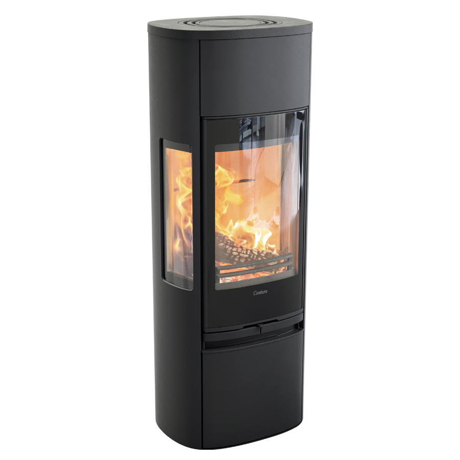 Contura 896G Style, noir, plateau aluminium peint
