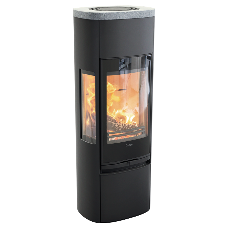 Contura 896G Style, noir, plateau pierre ollaire
