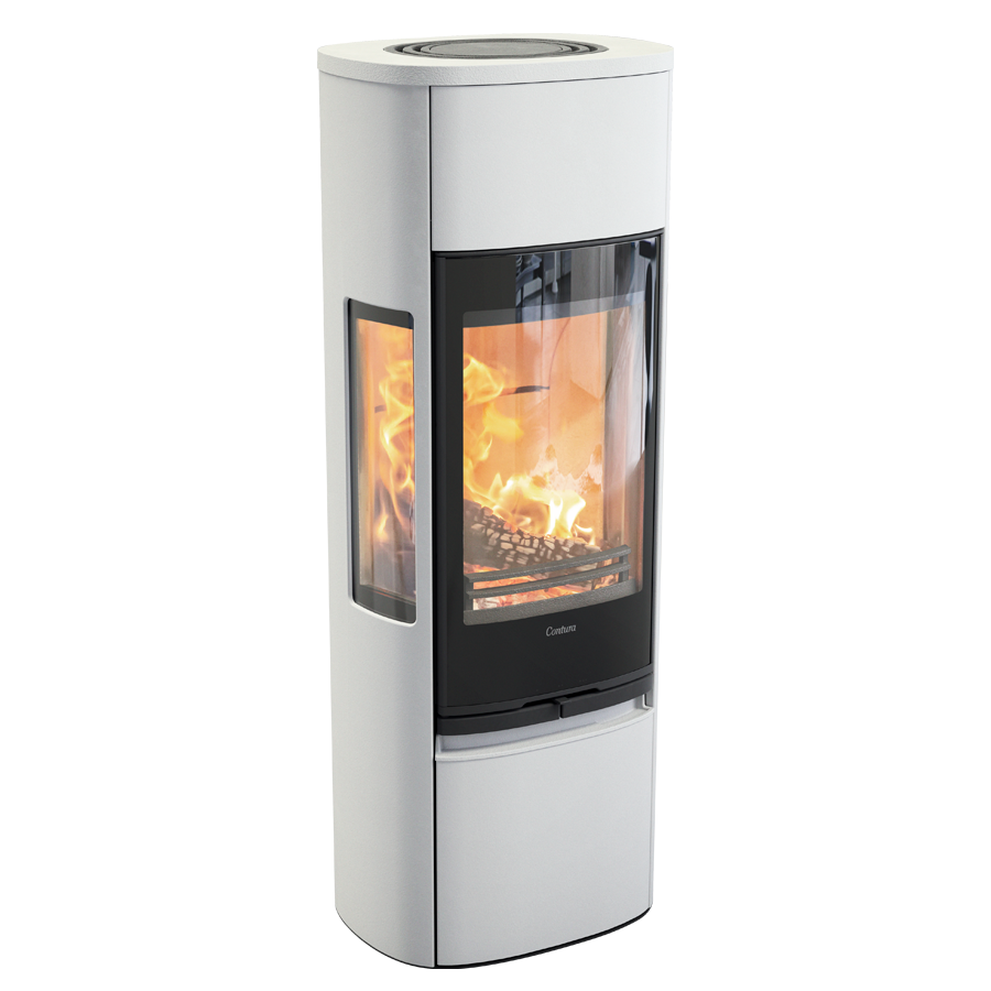 Contura 896G Style, blanc, plateau aluminium peint