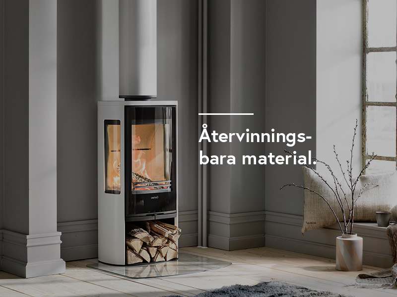 Vit Contura 856G Style installerad med en Premodul skorsten