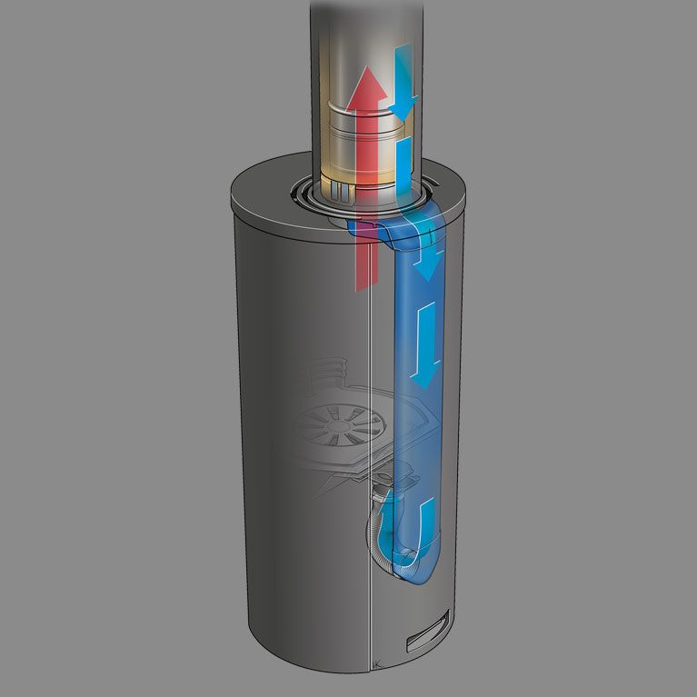 Luftflöde med inbyggd Tilluftsskorsten