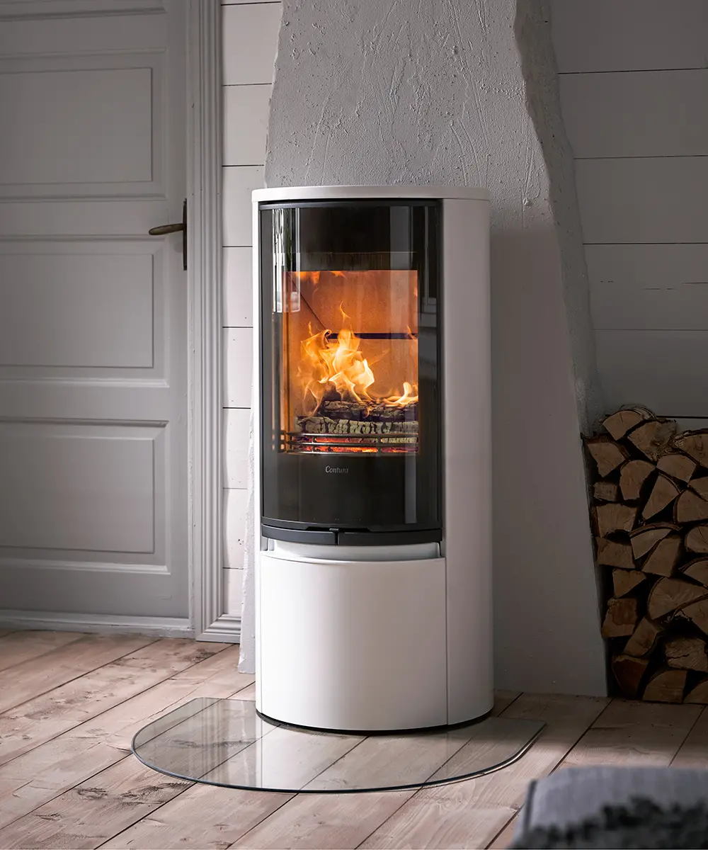Contura 510G Style i vit plåt med glaslucka