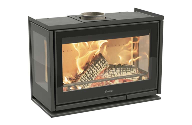 Contura i8g fireplace insert with glass panels on both side