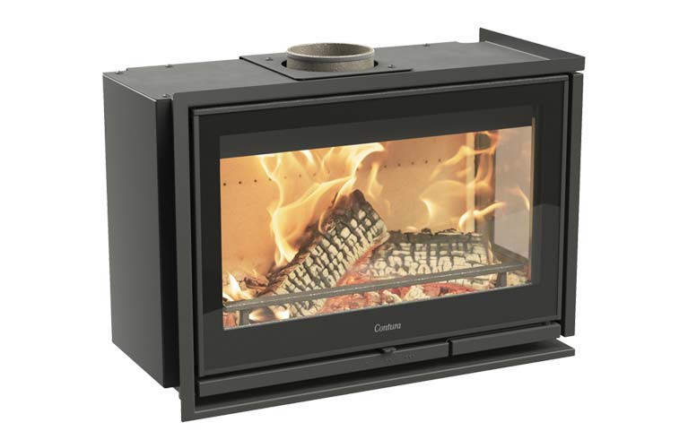 Contura i8g fireplace insert with glass panels on right side