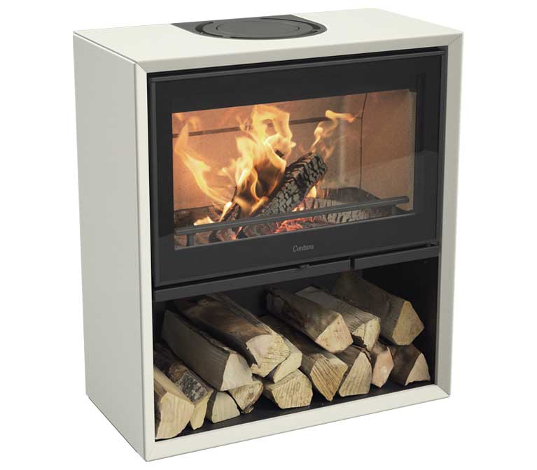 Wood burning stove Contura 310G - Glass door, white metal