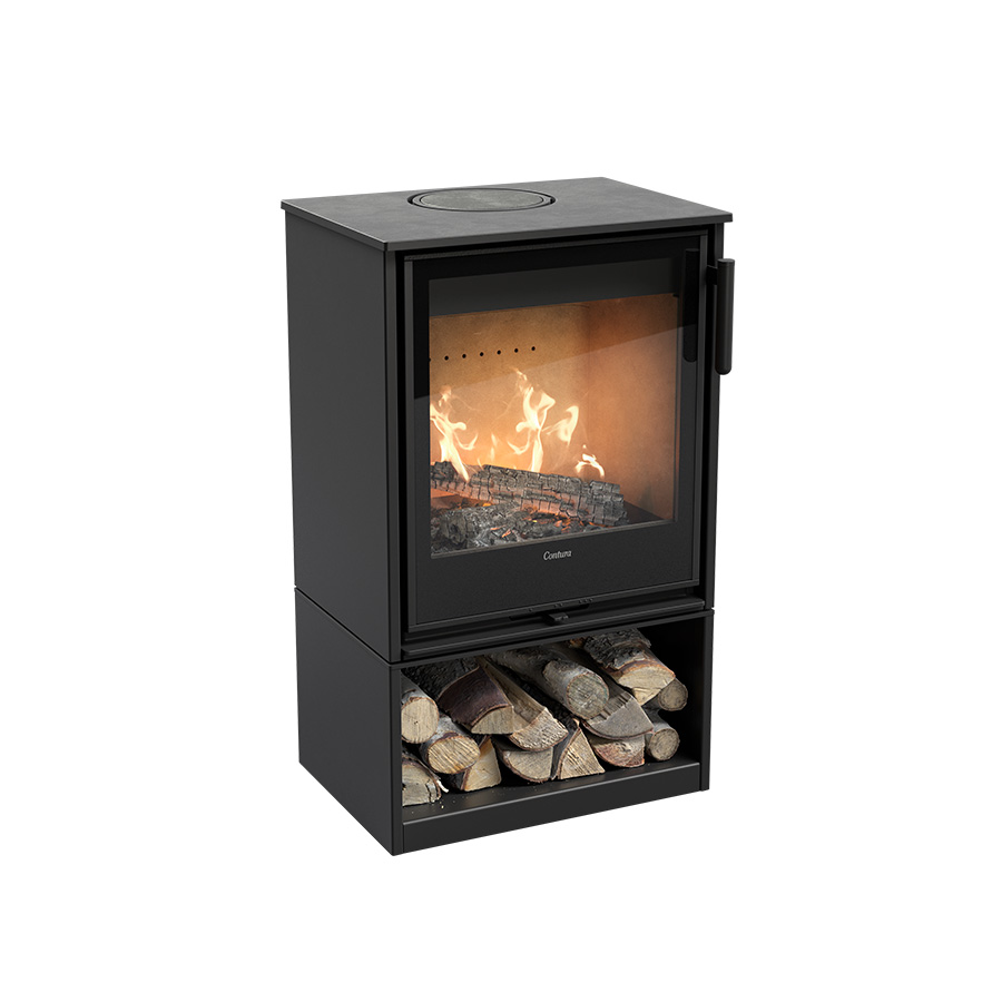 Contura 210G With wood compartment with glass door