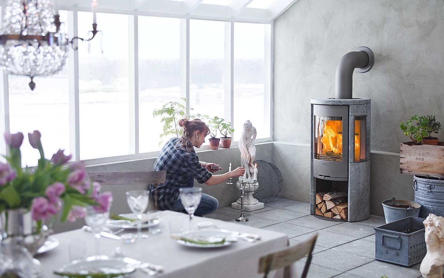 Soapstone stove Contura 556T Style in grey